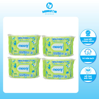 Khăn ướt Moony nội địa Nhật gói 80 tờ 99% nước tinh khiết | Minizon Kids