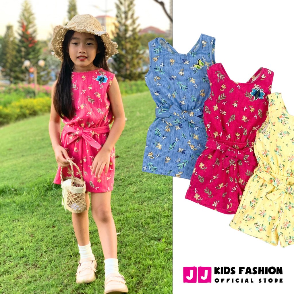 Jumsuit cho bé gái, jumsuit cotton thêu in hoa thoáng mát, thời trang mùa hè mới 2024 | JJ Kids