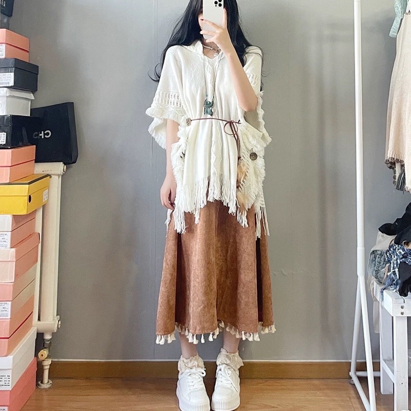 Áo Lưới / Chân Váy Boho Nữ Thời Trang Du Lịch Màu Trắng