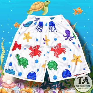 Size 38-85KG Quần Short Lững Hoạt Hình Cartoon hoạt hình Cute Động Vật Dưới Biển - Quần đùi cotton mùa hè nam nữ Unisex