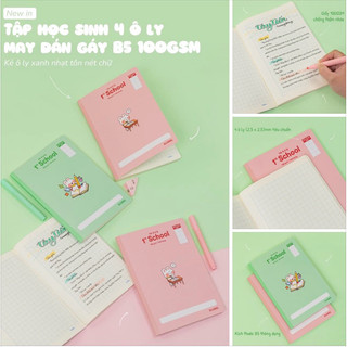 KLONG - Vở 4 ô ly may dán gáy 1st School B5 định lượng 100/76; MS: 061 - MS: 062 ♥ Bujo, quà tặng, DIY, tập ô ly