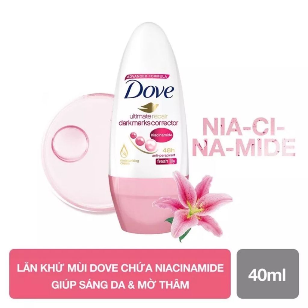Lăn ngăn mùi dưỡng sáng cao cấp Dove tinh chất serum dành cho nữ với 3% Niacinamide 45ml