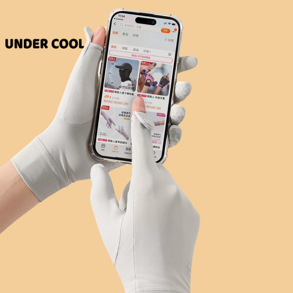 Găng Tay Ngắn Chống Nắng UNDERCOOL Hở Ngón Chống Trượt Chống Tia UV UPF50+ Nhiều Màu GT01