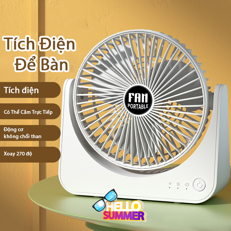 Quạt tích điện cao cấp MaxSpect xoay 270 độ  động cơ chất lượng cao Bao Hanh 12T Q6s