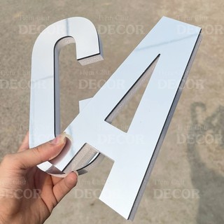 Chữ Nổi Bạc Gương 20cm T1 In Hoa Dán Tường Trang Trí Tiệm - Chữ Decor Biển quảng cáo Chất Liệu Fomex Alu