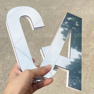 Chữ Nổi Bạc Gương 20cm T1 In Hoa Dán Tường Trang Trí Tiệm - Chữ Decor Biển quảng cáo Chất Liệu Fomex Alu