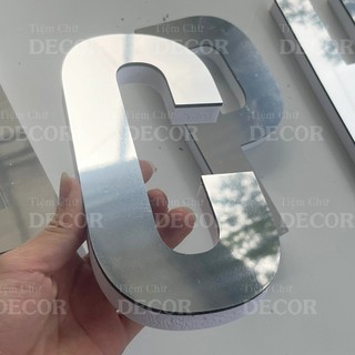 Chữ Nổi Bạc Gương 20cm T1 In Hoa Dán Tường Trang Trí Tiệm - Chữ Decor Biển quảng cáo Chất Liệu Fomex Alu