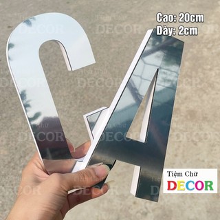 Chữ Nổi Bạc Gương 20cm T1 In Hoa Dán Tường Trang Trí Tiệm - Chữ Decor Biển quảng cáo Chất Liệu Fomex Alu
