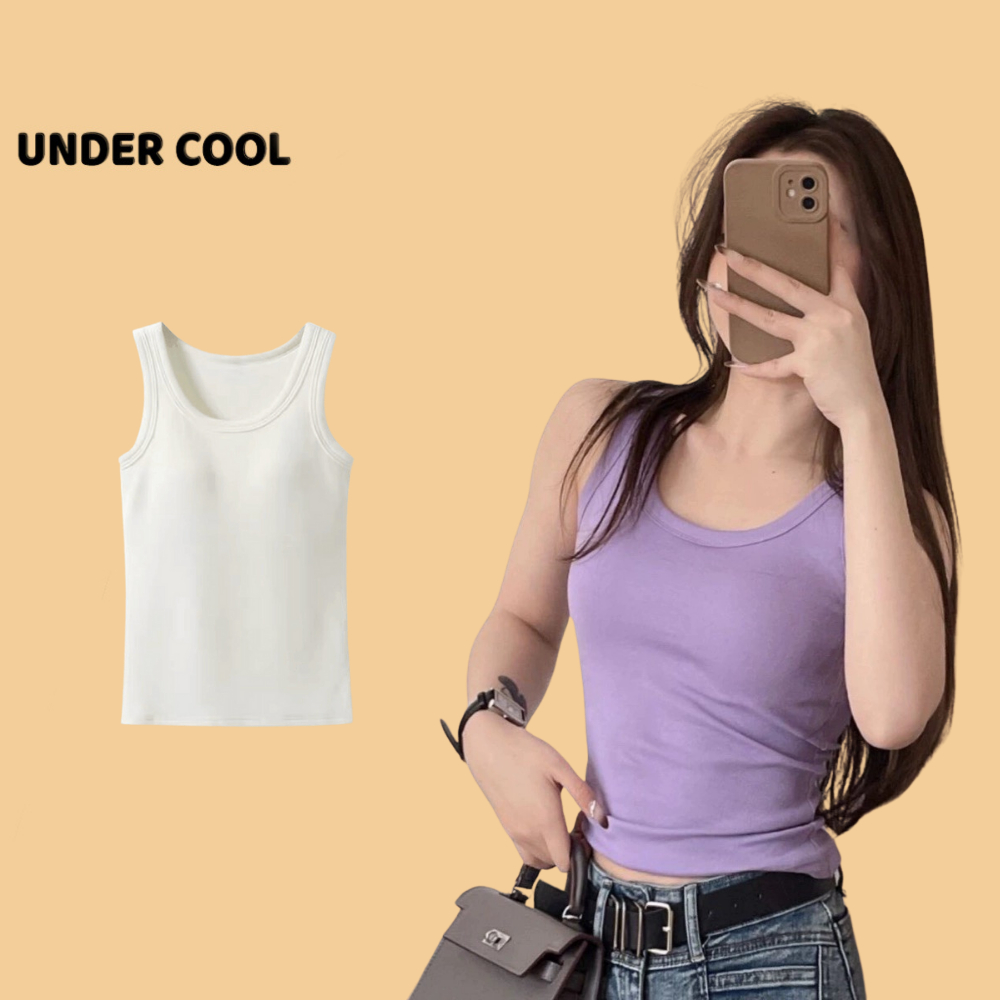 Áo Thun Nữ Ba Lỗ UNDERCOOL Cotton Kèm Mút Đệm Ngực Nhiều Màu Sắc ABL03