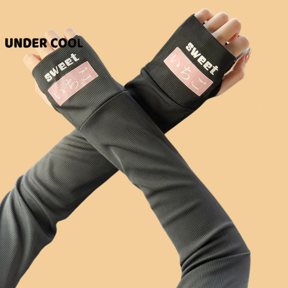 Găng Tay Dài Chống Nắng Hở Ngón UNDERCOOL Thun Lạnh họa tiết nhật bản Chống Tia cực tím OT02