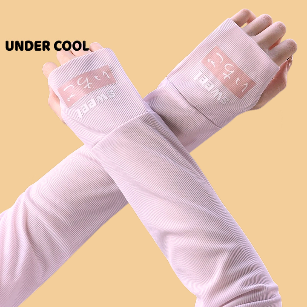 Găng Tay Dài Chống Nắng Hở Ngón UNDERCOOL Thun Lạnh họa tiết nhật bản Chống Tia cực tím OT02