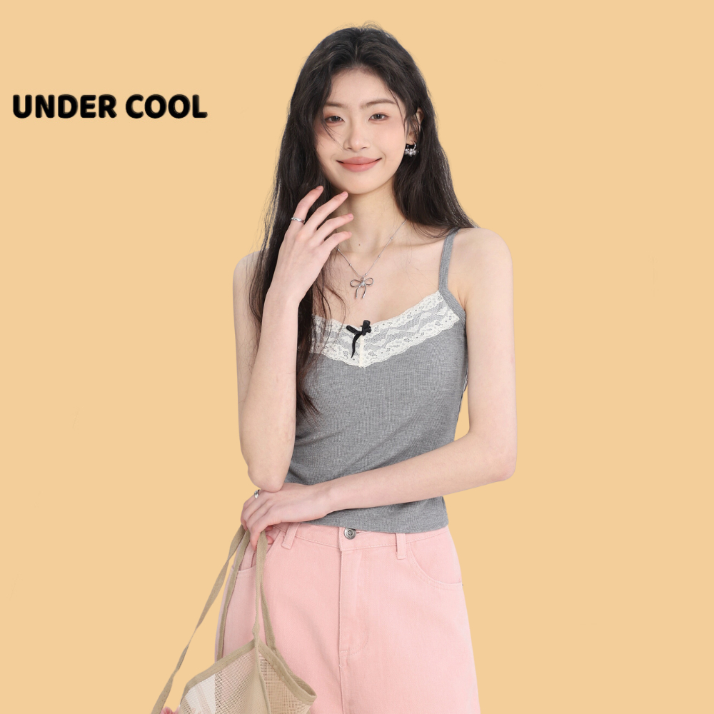 Áo Hai Dây Nữ Cotton Có Đệm Ngực Nguyên Móc UNDERCOOL Phối Viền Ren Nơ Ngực Nữ Tính Nhiều Màu A2D09
