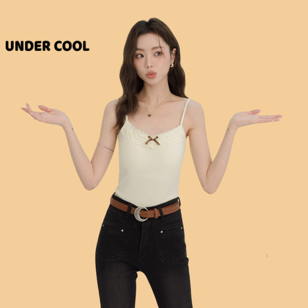 Áo Hai Dây Nữ Cotton Có Đệm Ngực Nguyên Móc UNDERCOOL Phối Viền Ren Nơ Ngực Nữ Tính Nhiều Màu A2D09