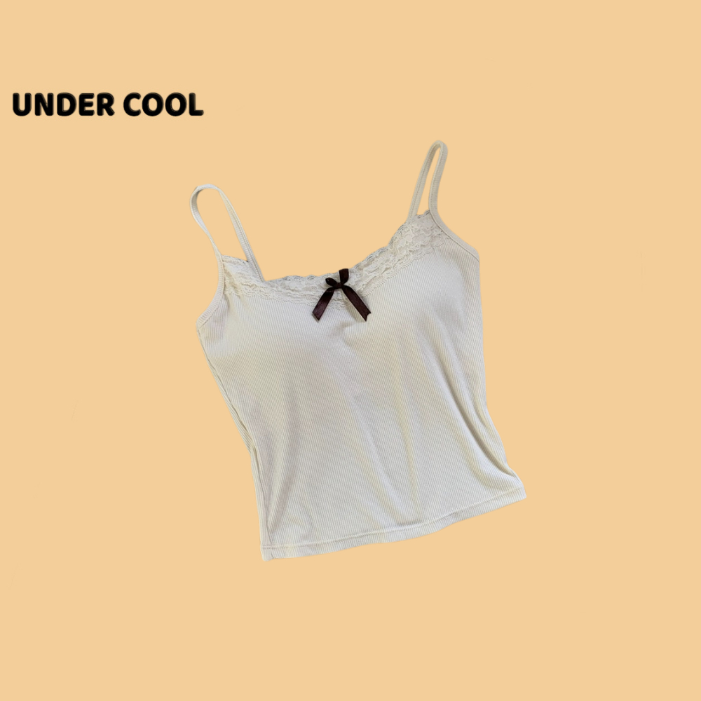 Áo Hai Dây Nữ Cotton Có Đệm Ngực Nguyên Móc UNDERCOOL Phối Viền Ren Nơ Ngực Nữ Tính Nhiều Màu A2D09