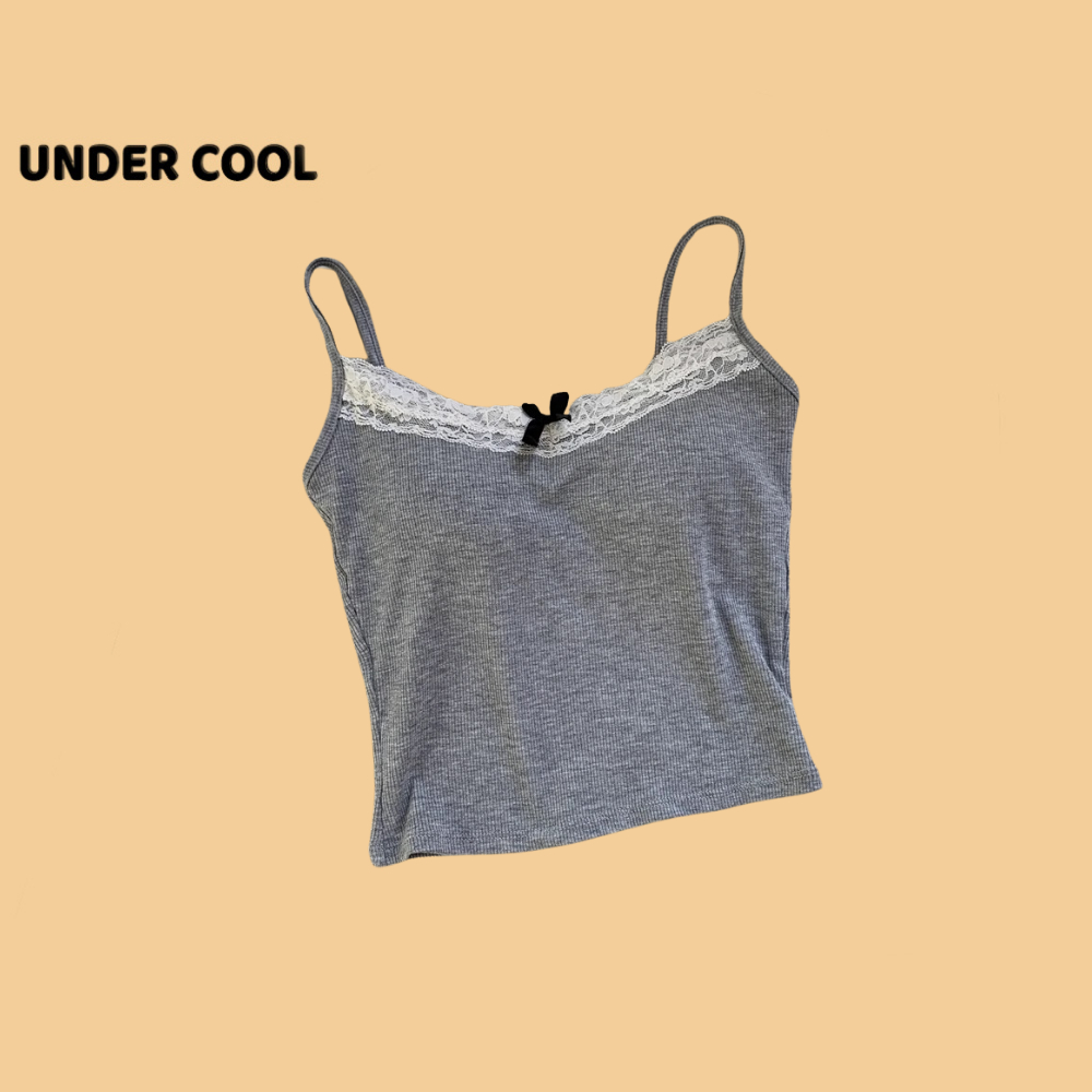 Áo Hai Dây Nữ Cotton Có Đệm Ngực Nguyên Móc UNDERCOOL Phối Viền Ren Nơ Ngực Nữ Tính Nhiều Màu A2D09