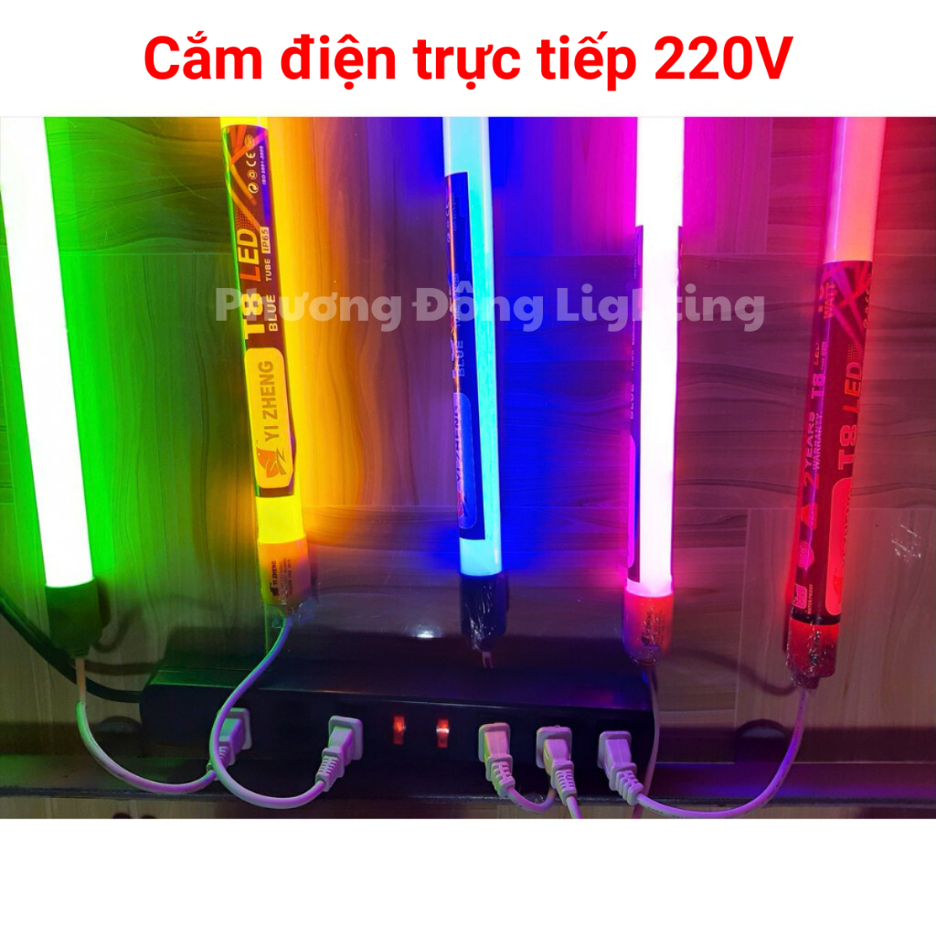 Bóng Đèn LED nhựa T8 - nhiều màu - chuyên decor, trang trí, đèn hắc - Cắm điện 220V 60cm