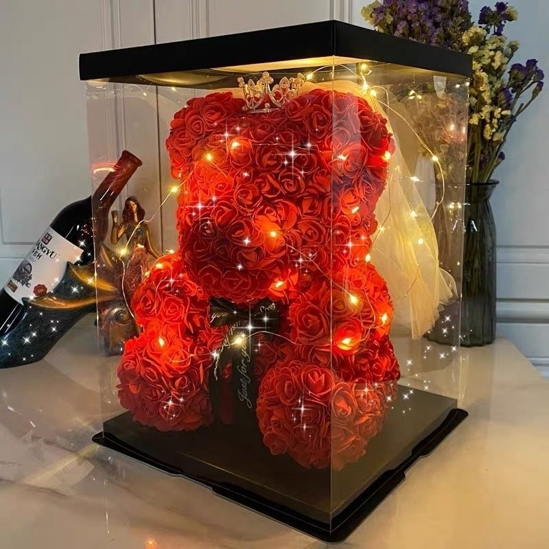 Hộp quà có đèn Led dễ thương kèm rơm và ruy băng