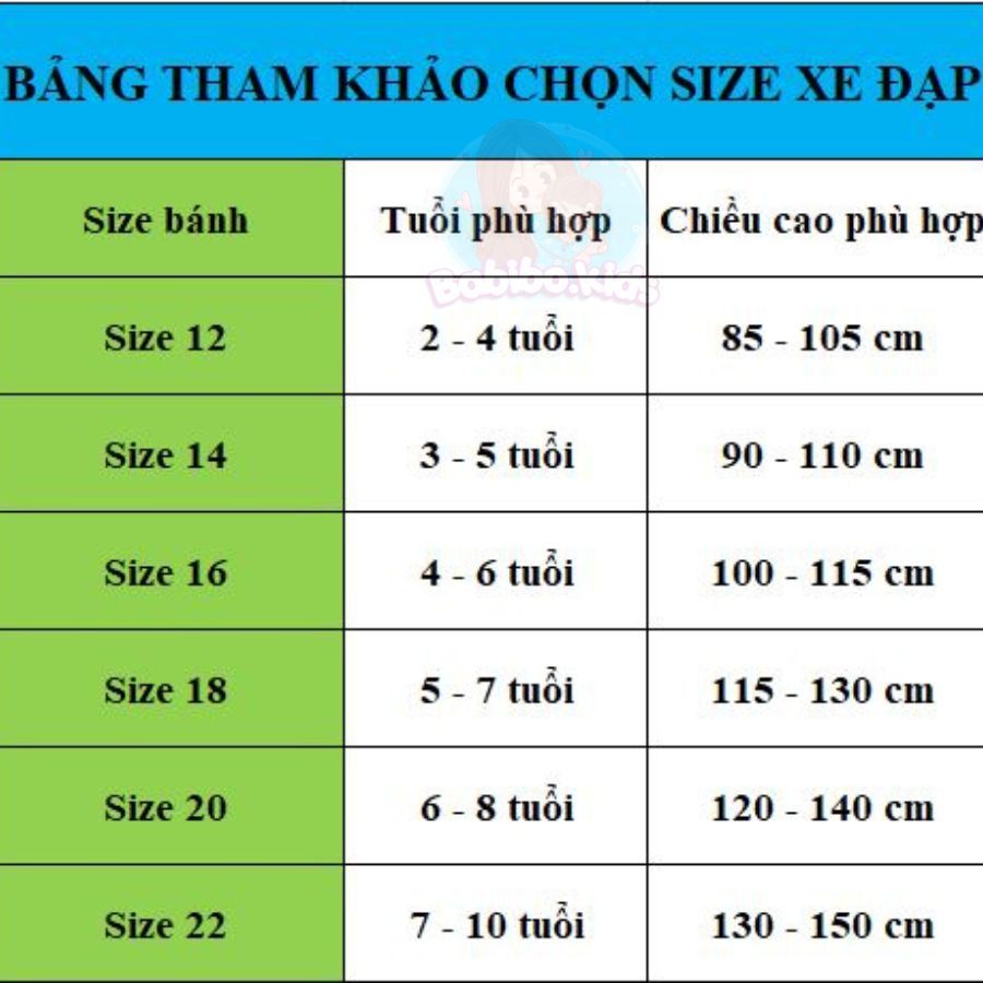 Xe đạp trẻ em Babibo Kids, xe đạp địa hình cho bé trai từ 3-10 có đèn Led khung thép chắc chắn