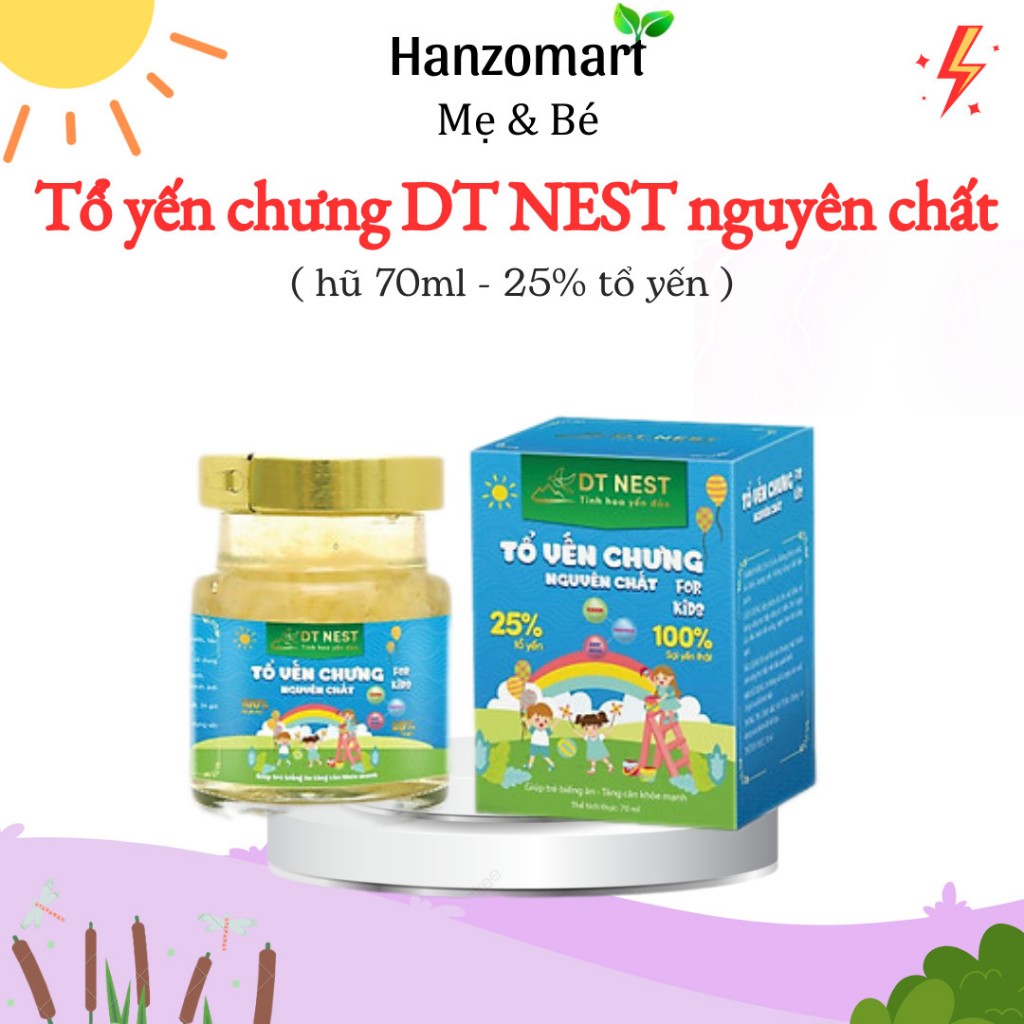 Yến chưng cho bé với 25% yến nguyên chất Dt Nest Khánh Hòa 70ml từ 100% sợi yến thật hanzomart