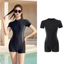DB007 PX [Size M,L,XL] Bikini đồ bơi đi biển 1 mảnh khoá kéo form short phối Xám kín đáo BIKINI HAN.T SHOP