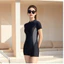 DB007 PX [Size M,L,XL] Bikini đồ bơi đi biển 1 mảnh khoá kéo form short phối Xám kín đáo BIKINI HAN.T SHOP