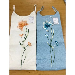 [JUNE LINEN] Đầm dây LINEN TƯNG BỐ WASHED thêu tay có túi sườn. D09