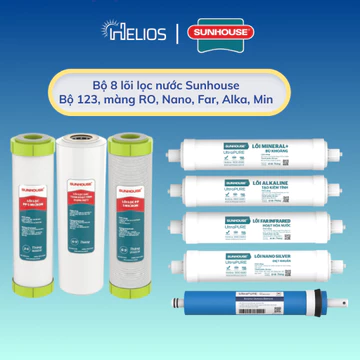 Combo 8 lõi lọc nước Sunhouse bộ lọc thô 123, màng RO và lõi chức năng 5678 dùng cho máy lọc nước Sunhouse