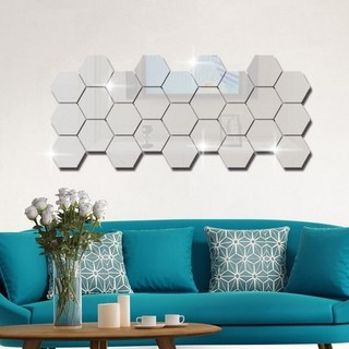 gương dán tường hình lục giác, hình vuông, hình tròn soi toàn thân LoaLoaHome gương dán tường gương thật hình ảnh soi