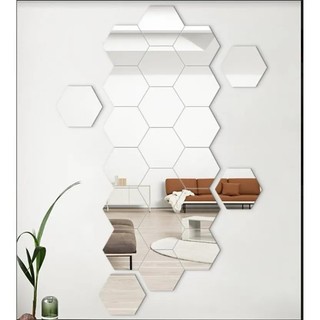 gương dán tường hình lục giác, hình vuông, hình tròn soi toàn thân LoaLoaHome gương dán tường gương thật hình ảnh soi