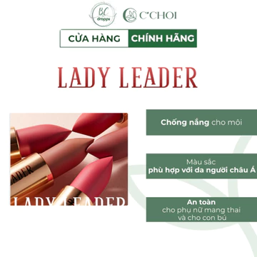 Son Sáp Không Chì Mềm Môi, Mỹ Phẩm Xanh C'CHOI - LADY LEADER, Son Cho Bà Bầu, Thành PhầnThiên Nhiên