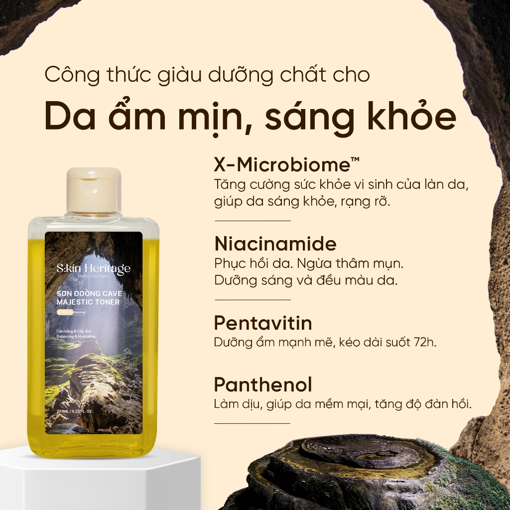 Toner Sơn Đoòng cấp ẩm và phục hồi cho da dầu mụn SKIN HERITAGE sử dụng  phức hợp X-Microbiome 273ml