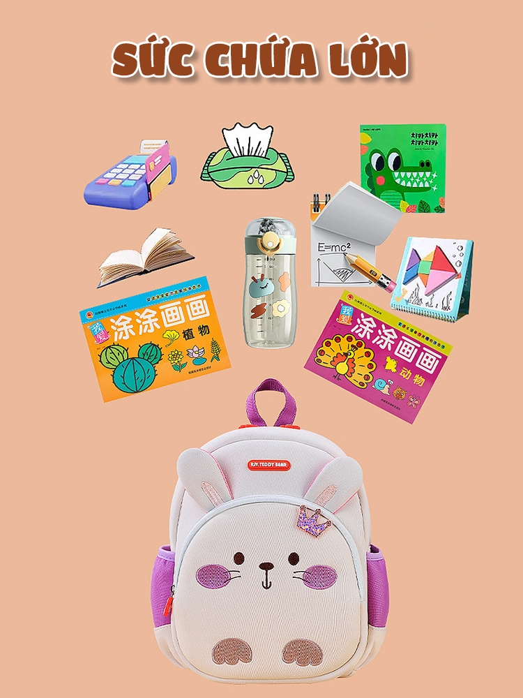 Ảnh Balo cho bé trai bé gái mẫu giáo mầm non 1989KIDS SHOP mềm mại nhẹ nhàng đáng yêu kích thước 29x24x11cm 4