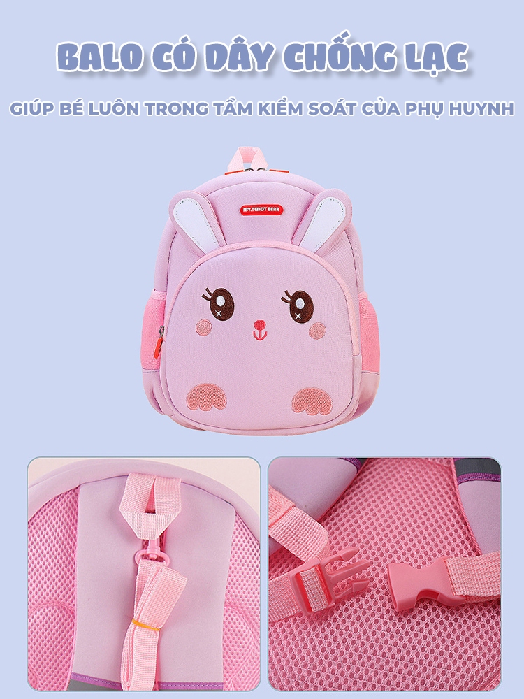 Ảnh Balo cho bé trai bé gái mẫu giáo mầm non 1989KIDS SHOP mềm mại nhẹ nhàng đáng yêu kích thước 29x24x11cm 3