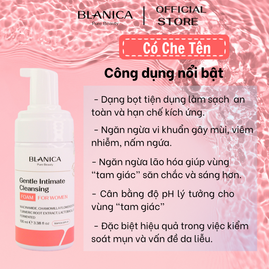 Bọt vệ sinh nữ BLANICA 100ml chiết xuất cúc la mã hỗ trợ cân bằng độ pH và làm dịu da