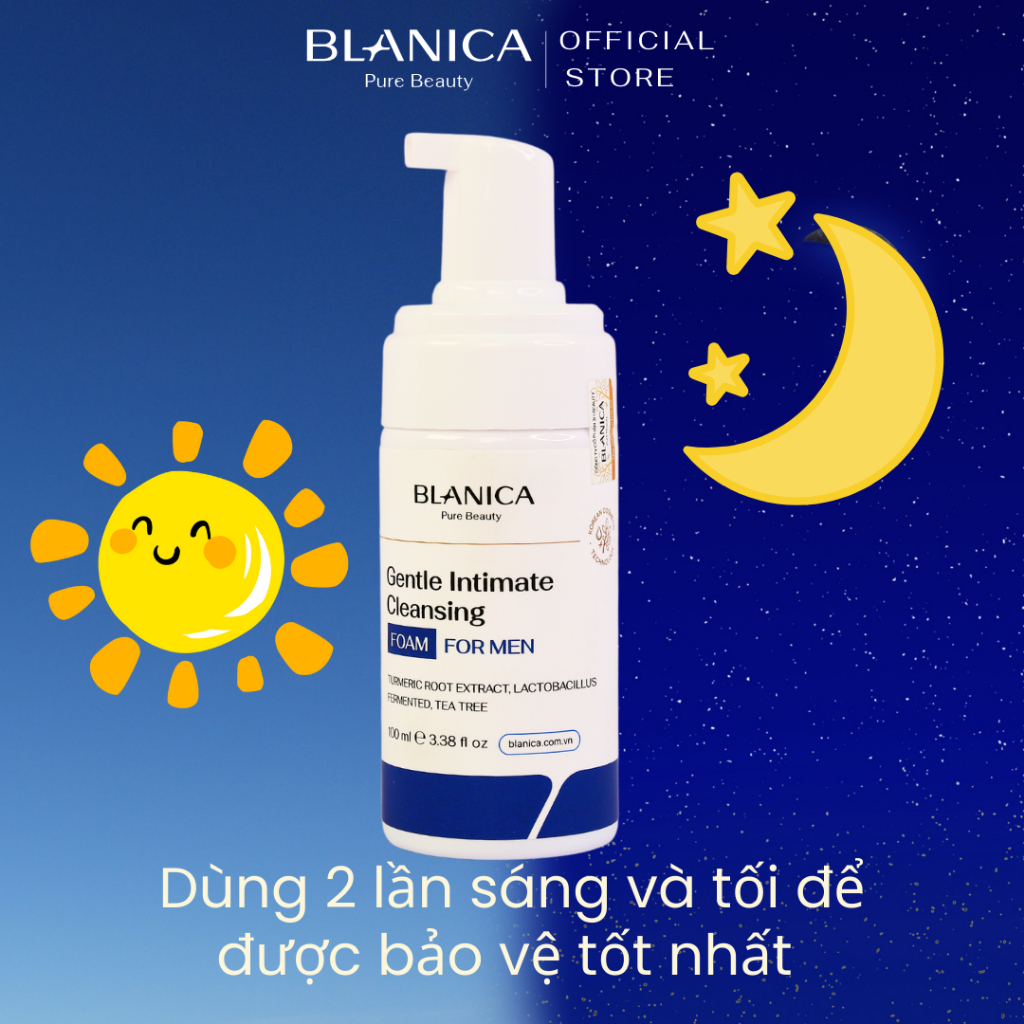 Bọt vệ sinh nam BLANICA Gentle Intimate Cleansing Foam for MEN 100ml chiết suất lá trầu không cân bằng độ pH