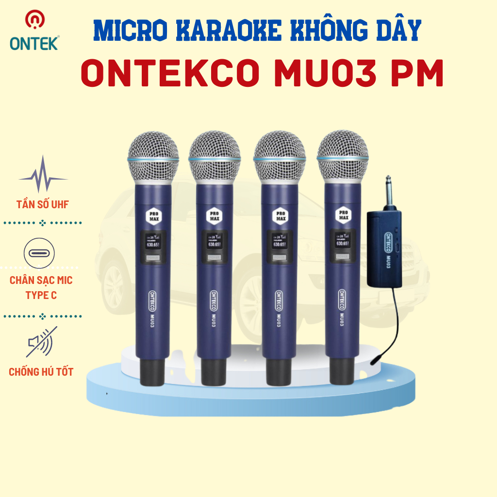 Bộ 4 micro không dây ONTEKCO MU03 Promax, micro karaoke chính hãng ...