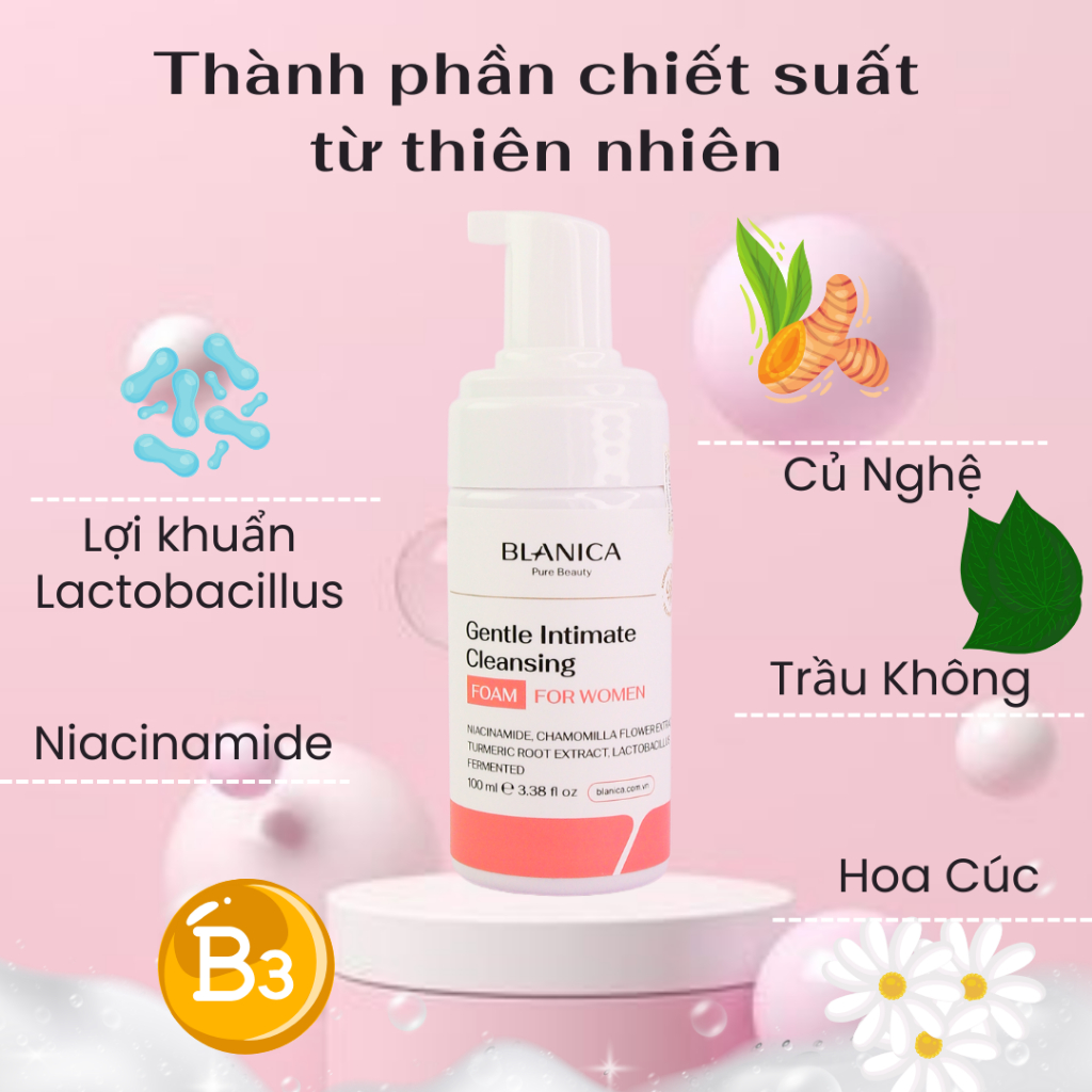 Ảnh Dung dịch vệ sinh nữ dạng bọt chiết xuất cúc la mã BLANICA Gentle Intimate Cleansing Foam 100ml 2