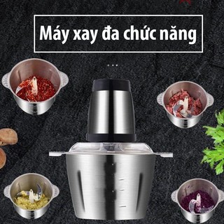 Máy Xay Đa Năng Inox 304 4 Lưỡi Dao Thép 2L - Xay Thịt Xay Cua Xay Cá, Sinh Tố An Toàn Tiện Dụng