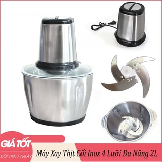 Máy Xay Đa Năng Inox 304 4 Lưỡi Dao Thép 2L - Xay Thịt Xay Cua Xay Cá, Sinh Tố An Toàn Tiện Dụng