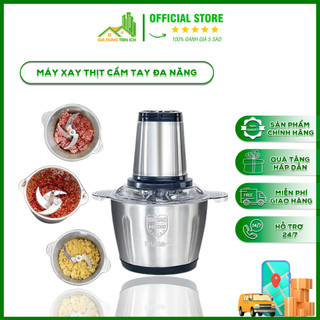 Máy Xay Đa Năng Inox 304 4 Lưỡi Dao Thép 2L - Xay Thịt Xay Cua Xay Cá, Sinh Tố An Toàn Tiện Dụng