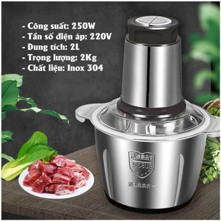 Máy Xay Đa Năng Inox 304 4 Lưỡi Dao Thép 2L - Xay Thịt Xay Cua Xay Cá, Sinh Tố An Toàn Tiện Dụng