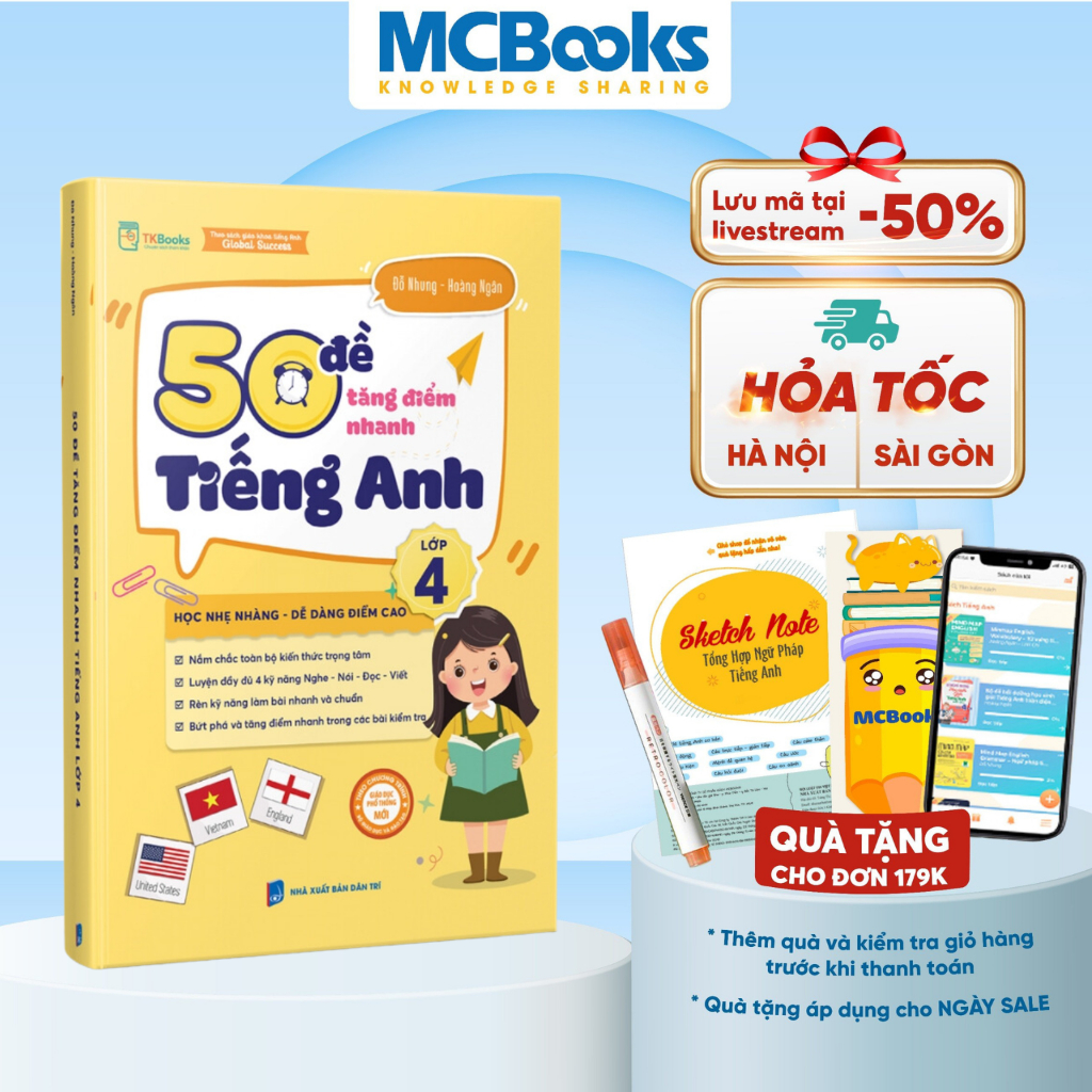 Sách - 50 Đề tăng  điểm nhanh Tiếng Anh lớp 4