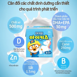 Thùng 24 hộp Sữa dinh dưỡng Nucare Mykids Milk 150ml Pororo vị sữa DAESANG WELLIFE tặng thạch Catch! Teenieping
