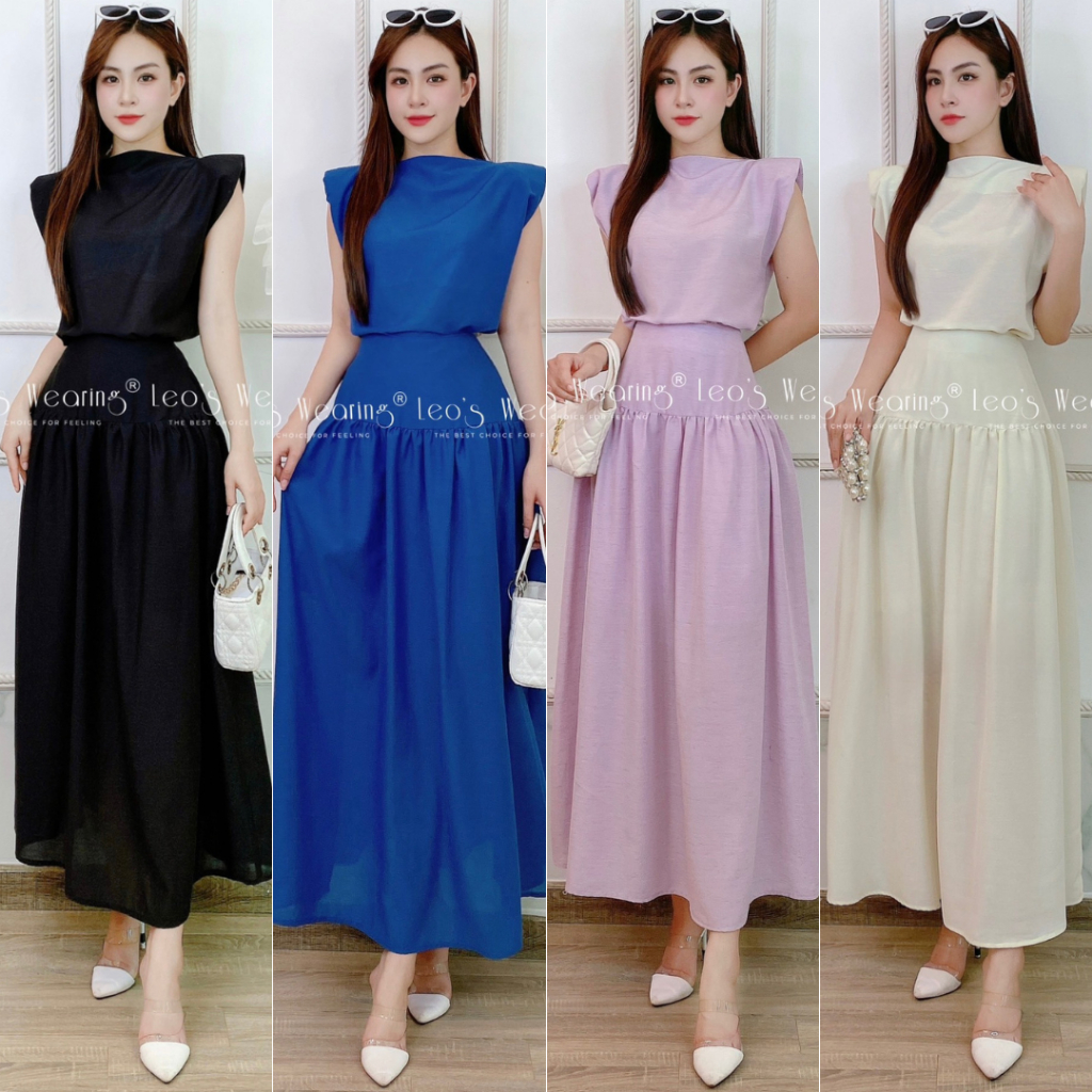 Set váy dáng dài có đệm vai LEOSWEARING B818 | Shopee Việt Nam