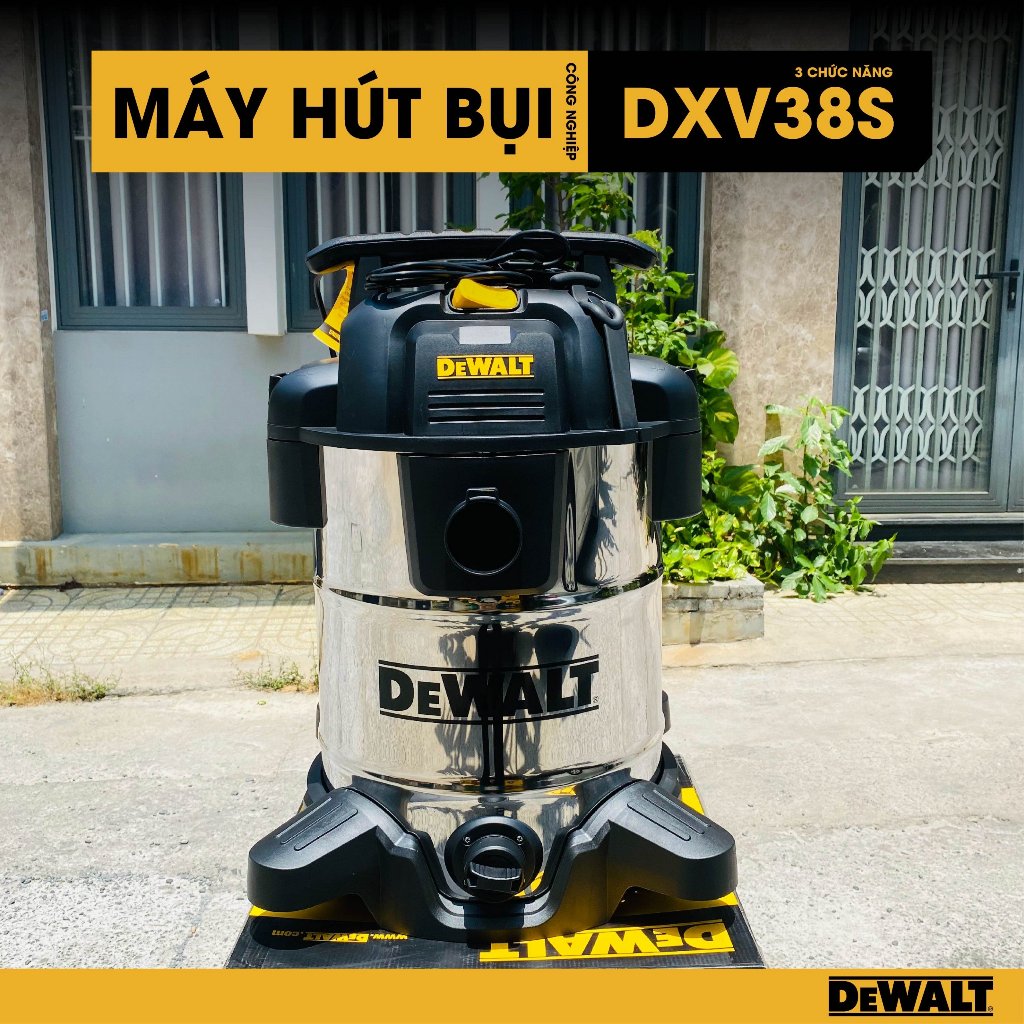 Máy hút bụi công nghiệp 3 chức năng ướt / khô / thổi 38L Dewalt DXV38SD - 17Kpa - Hàng chính hãng