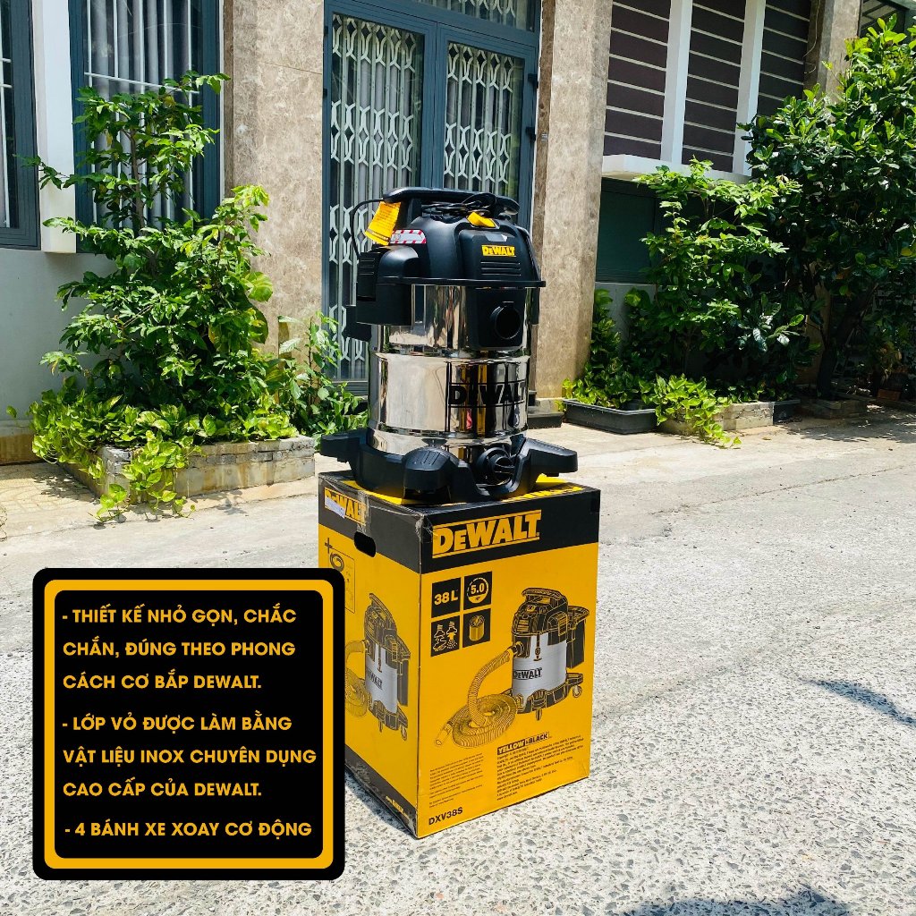 Máy hút bụi công nghiệp 3 chức năng ướt / khô / thổi 38L Dewalt DXV38SD - 17Kpa - Hàng chính hãng
