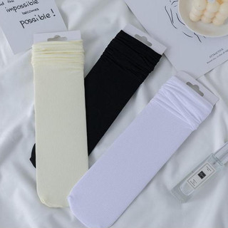 Tất Trơn Mỏng Trắng Đen Nam Nữ Cao Cổ Thể Thao Thoáng Mát Mùa Hè T68