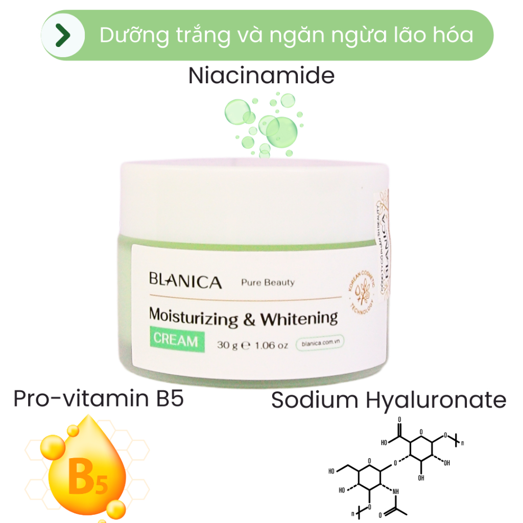 Ảnh Kem dưỡng cấp ẩm dưỡng da sáng khỏe đều màu BLANICA Moisturizing & Whitening Cream ngăn ngừa lão hóa 30g 3