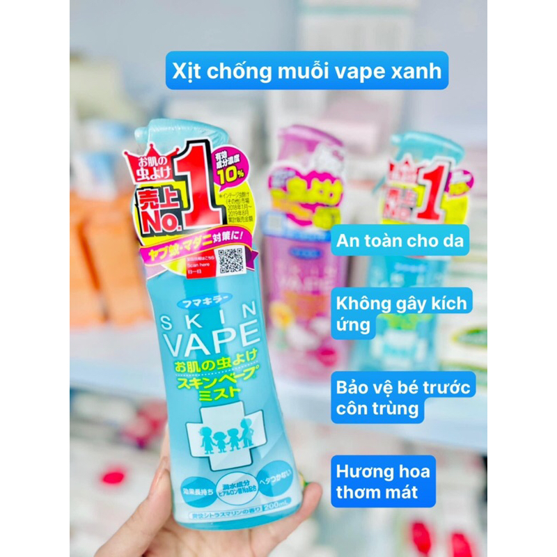 Xịt chống muỗi và côn trùng Skin Vape Nhật Bản an toàn cho bé