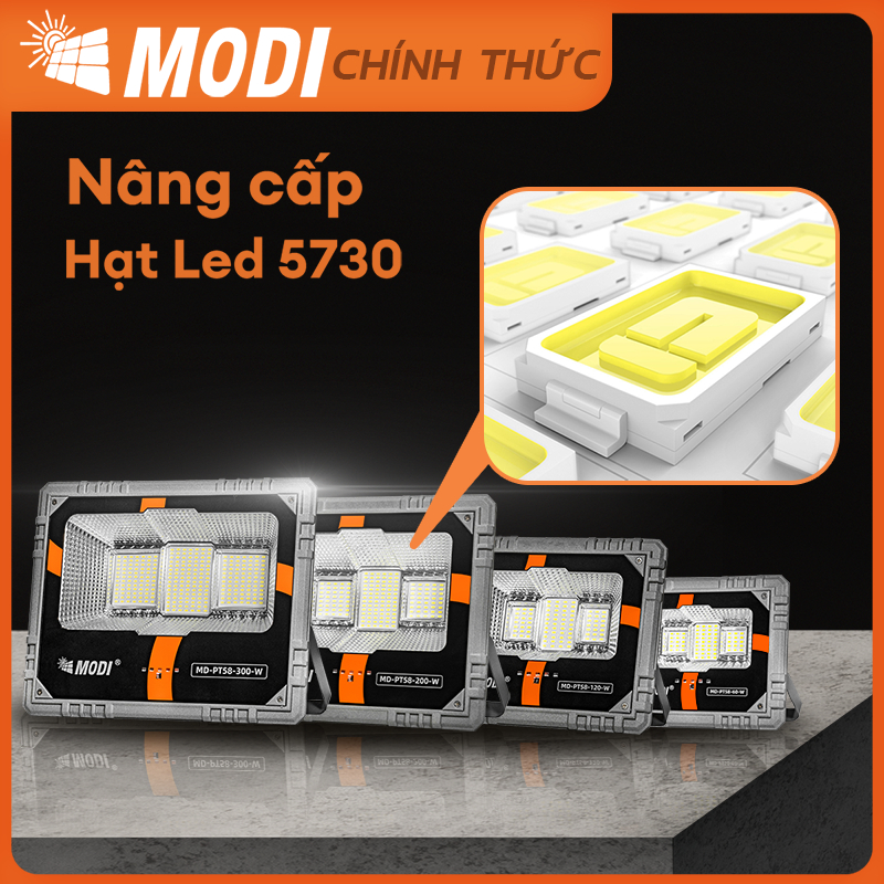 Ảnh Đèn Pha Led Năng Lượng Mặt Trời Modi Solar Vỏ Nhôm Đúc Nâng Cấp Độ Sáng 2